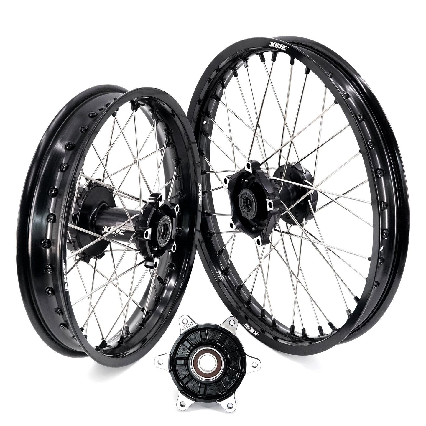 KKE 1.85*21 & 2.5*18 Fit CF MOTO 450MT Motorcycle Tubed Spoke Wheels Rims Black