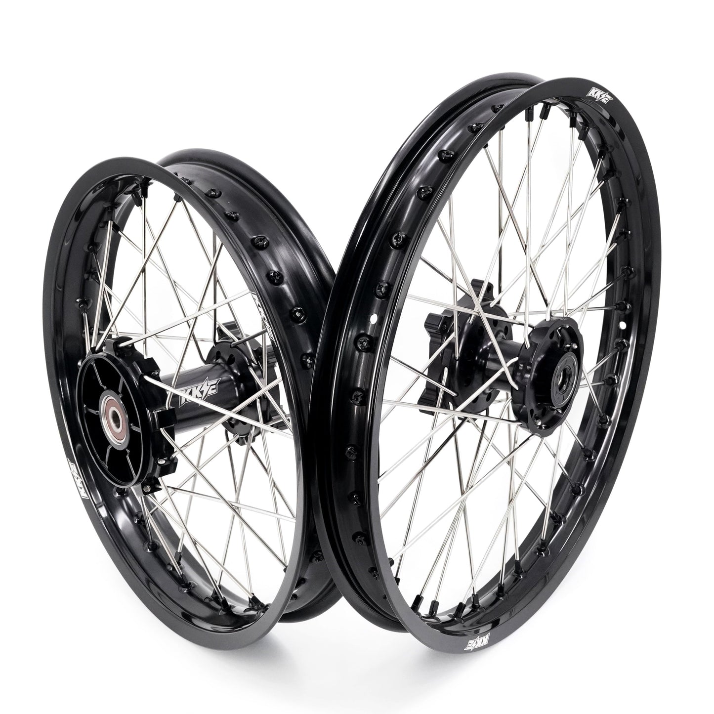KKE 1.85*21 & 2.5*18 Fit CF MOTO 450MT Motorcycle Tubed Spoke Wheels Rims Black