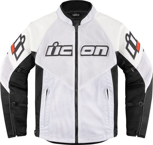 Bill's Exhausts ICON Mesh AF™ Leather Jacket in white, large size, featuring mesh panels and stylish leather details.