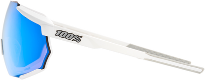 100% Racetrap Sunglasses - Matte White - Blue Mirror Lens 61037-000-75 - Howling Moto