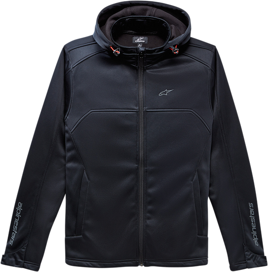 Black Alpinestars Strat Jacket in medium size, featuring lightweight design and stylish details, ideal for casual and motorcycling wear.
