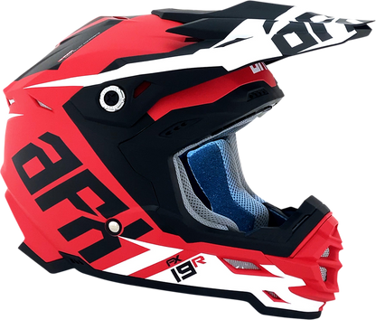 Matte red AFX FX-19R racing helmet with visor, medium size, featuring aerodynamic design and ventilation, by Bill's Exhausts.