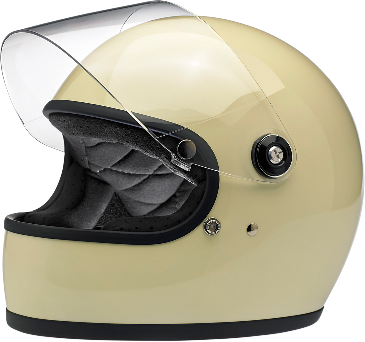 BILTWELL Gringo S helmet in glossy vintage white, XS size, featuring a vintage-inspired motorcycle helmet design.