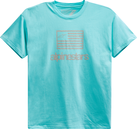 Alpinestars light aqua flag T-shirt in 2XL, featuring Alpinestars logo and flag design, made from comfortable fabric.