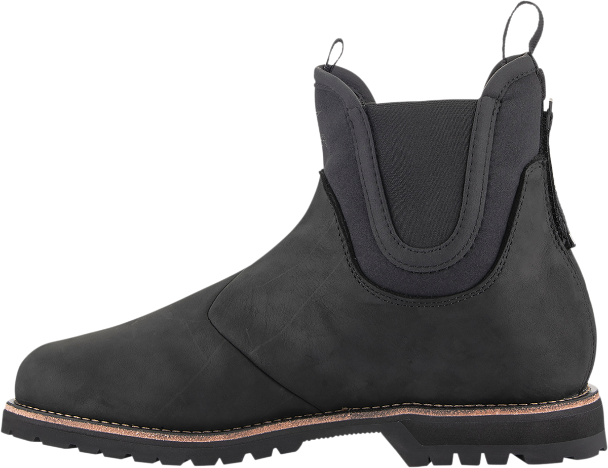 Alpinestars Turnstone motorcycle boots in black, US size 13, featuring durable construction and ankle protection.