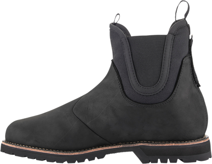 Alpinestars Turnstone motorcycle boots in black, US size 13, featuring durable construction and ankle protection.