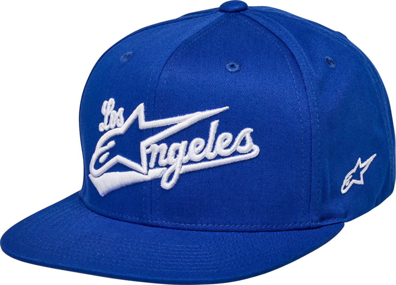 Blue and white Alpinstars Los Angeles hat, one size, featuring the brand's logo and stylish design, perfect for casual wear.