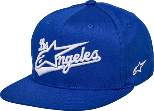 Blue and white Alpinstars Los Angeles hat, one size, featuring the brand's logo and stylish design, perfect for casual wear.