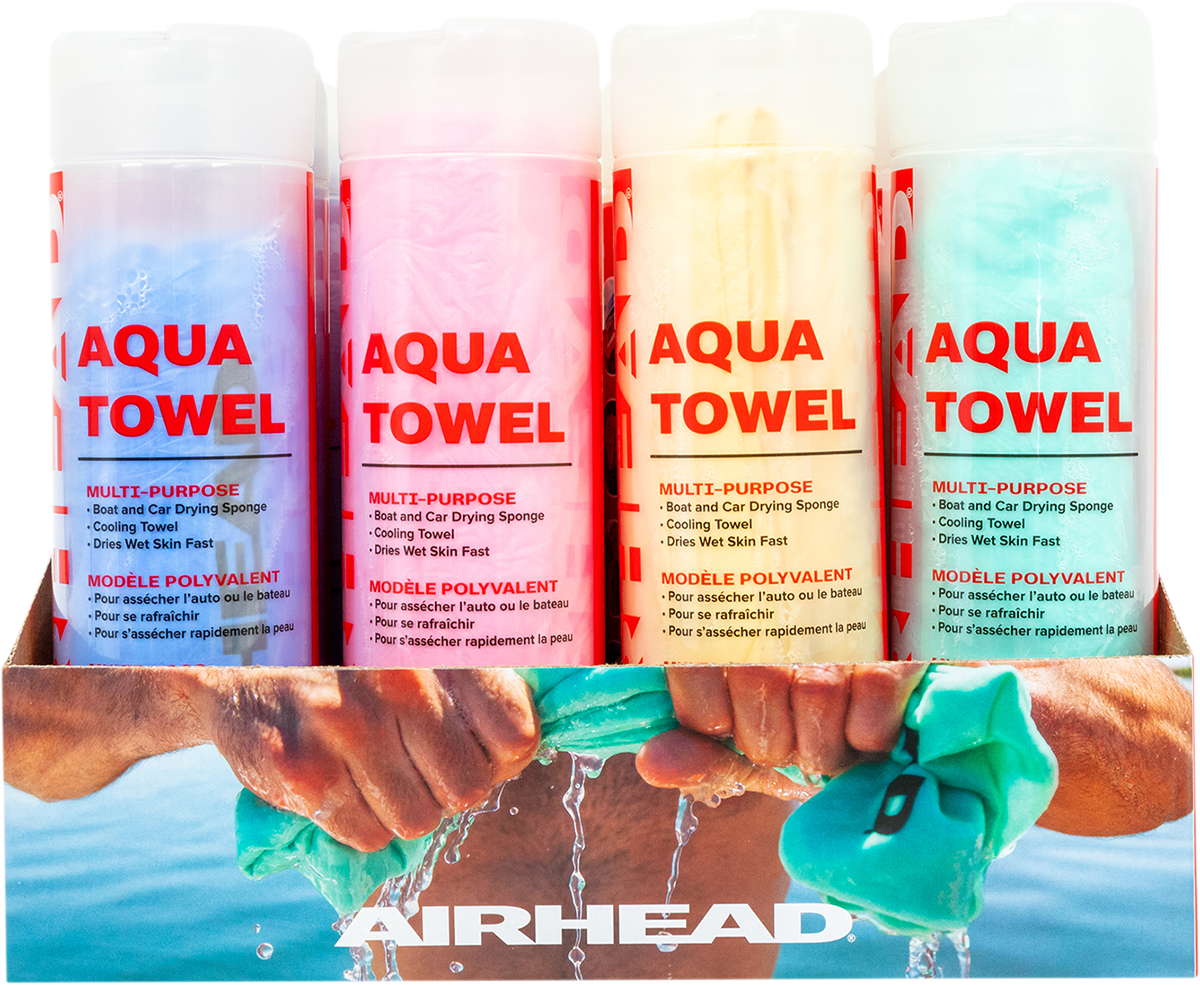 Assorted AIRHEAD SPORTS GROUP water absorbing towels, 12-pack, lightweight and quick-drying towels from Bill's Exhausts.