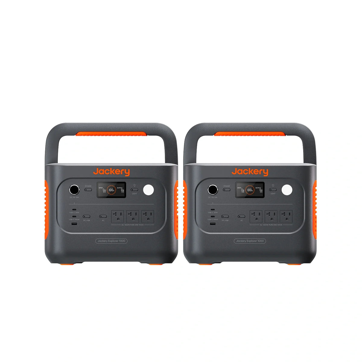 Jackery Explorer 1000 v2 portable power station with 1070Wh capacity, showing multiple power outlets and compact design.