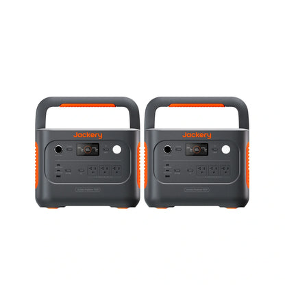 Jackery Explorer 1000 v2 portable power station with 1070Wh capacity, showing multiple power outlets and compact design.