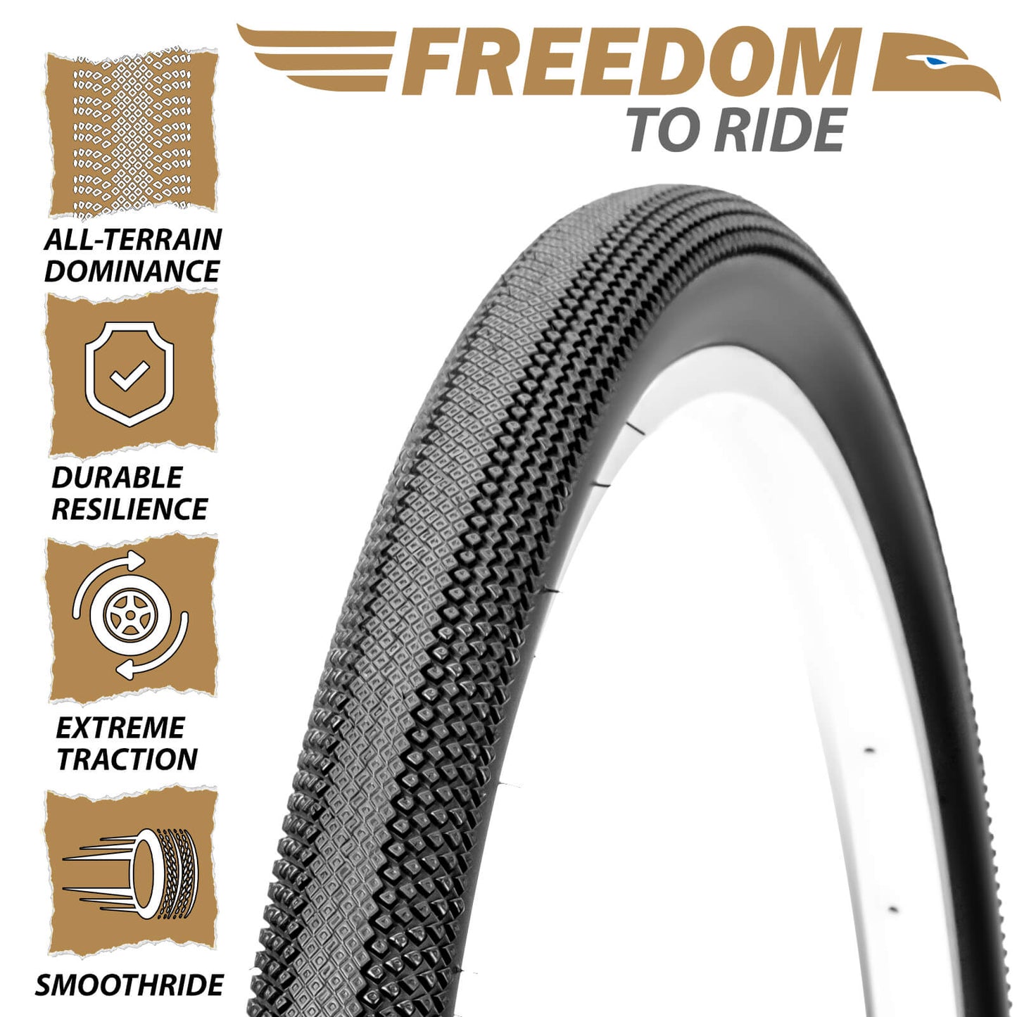 Hycline Dense GRV 700x40C gravel bike tire with textured tread and sidewall details, designed for off-road cycling performance.