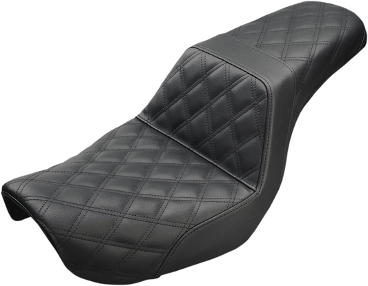 SADDLEMEN Step-Up Seat - Full Lattice Stitch - Black - Dyna 804-04-175 - Howling Moto