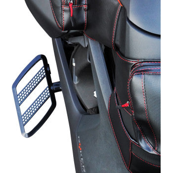 Black SHOW CHROME Combat Boards driver side for Ryker 2019-2024 with contrast cut detail, designed for Bill's Exhausts.