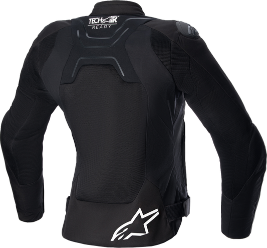 Black Alpinestars Stella SMX Air motorcycle jacket in size large, featuring protective padding and lightweight airflow design.