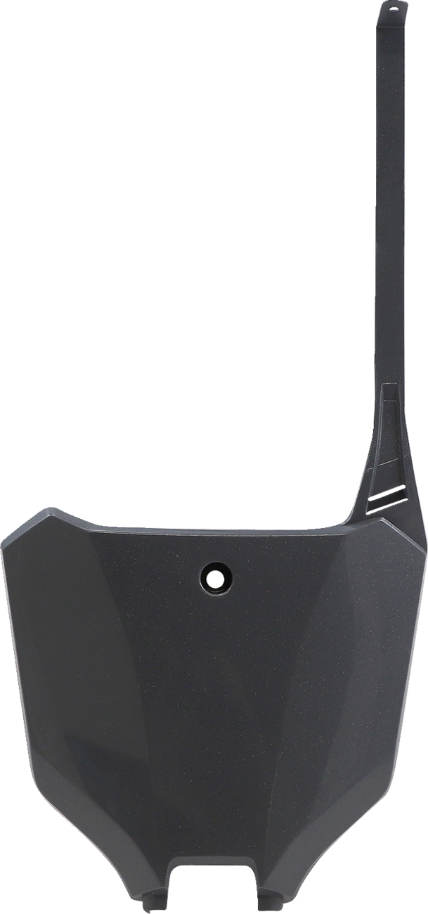 Gray Acerbis front number plate for motorcycle, body part with mounting holes, designed for durability and lightweight performance.