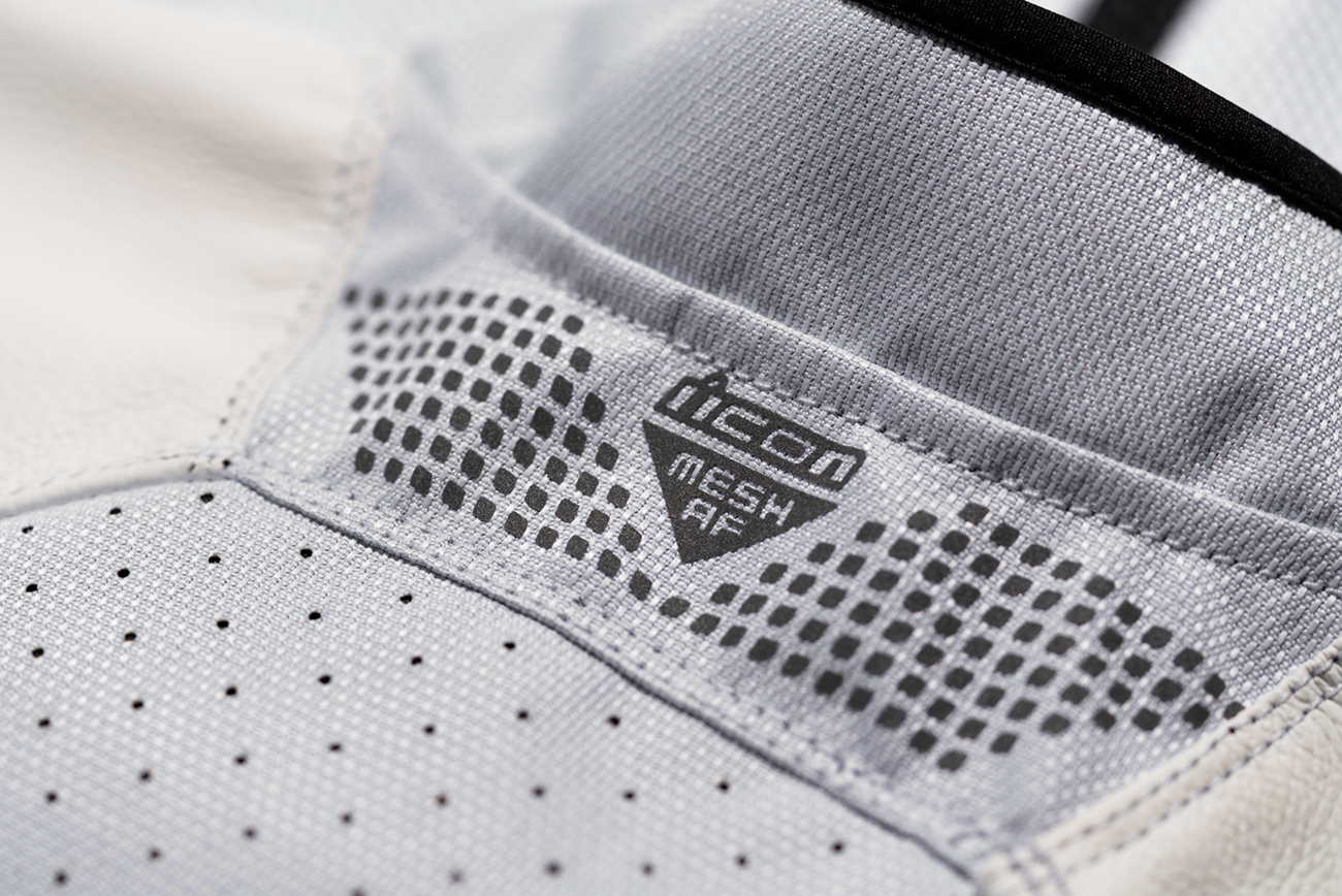 Bill's Exhausts ICON Mesh AF™ Leather Jacket in white, 2XL, featuring a sleek design with mesh and leather details.