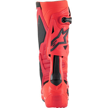 Alpinestars Tech 10 Ember LE motorcycle boots in red and black, US size 12, featuring durable construction and protective design.