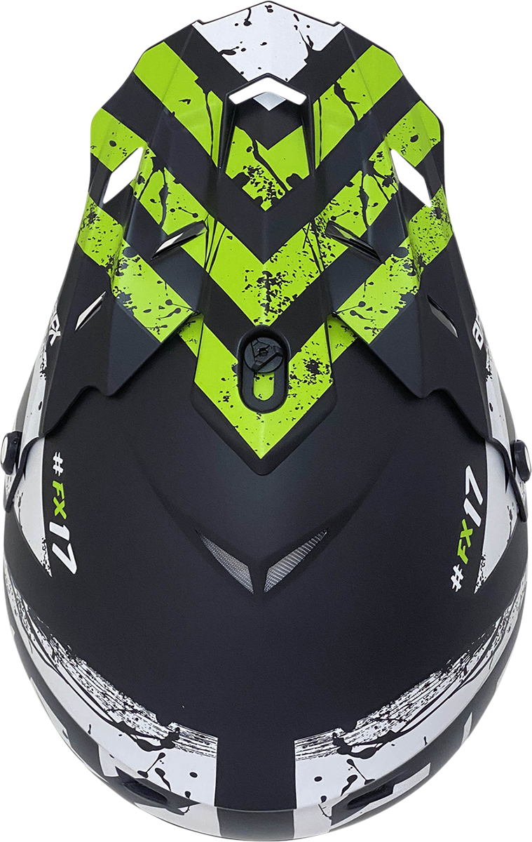 Bill's Exhausts AFX FX-17 motorcycle helmet in matte black and green, size 2XL, featuring a sleek design and full face coverage.