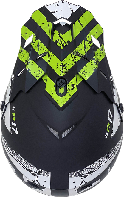 AFX FX-17 Attack helmet in matte black and green, large size, with aerodynamic design and ventilation features.