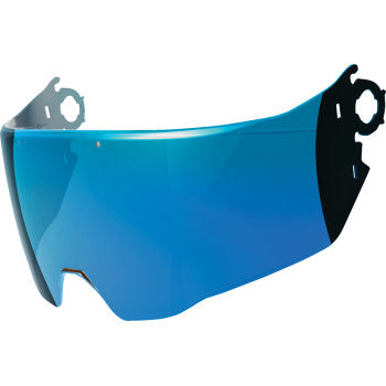 Bill's Exhausts ICON Elsinore™ MX shield in Boatdrink Blue, showcasing the helmet visor with vibrant blue tint and helmet details.