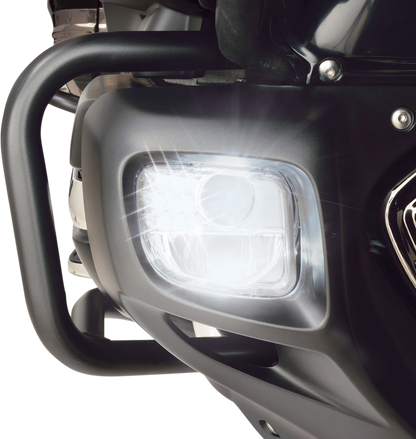 Bill's Exhausts Show Chrome LED Fog Lights Kit for 2012-2017 Honda Gold Wing GL1800, featuring chrome finish and LED fog lights.