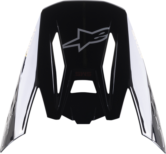 Alpinestars SM5 Venture helmet visor in black, Bordeaux, and yellow with clear viewing area, designed for motorcycle helmets.
