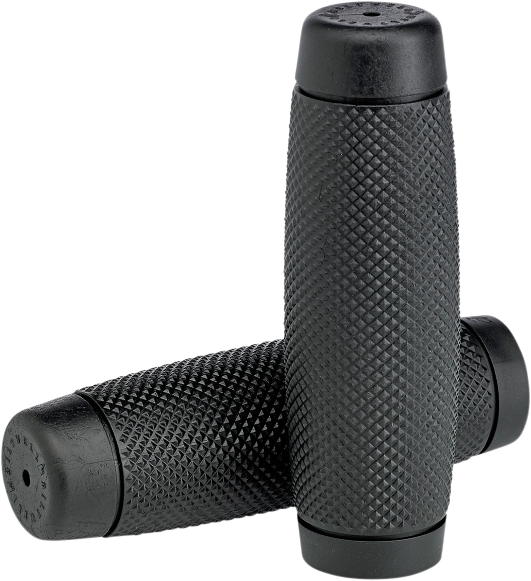 Black BILTWELL Recoil 1-inch motorcycle grips with textured surface for enhanced grip and control.