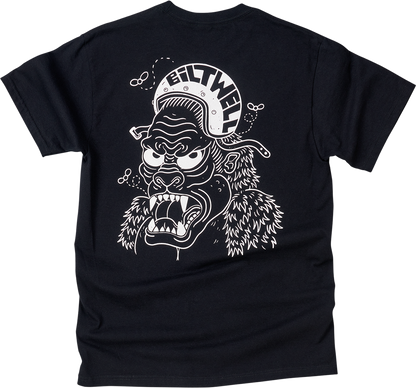 Black BILTWELL Go Ape T-Shirt in Small, featuring a casual fit with the Bill's Exhausts logo on the front.