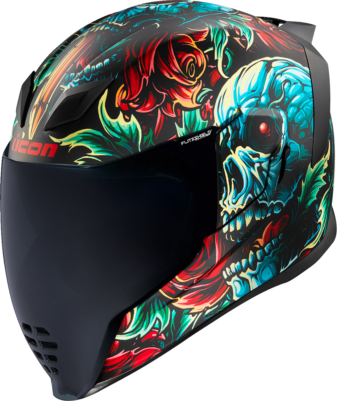 Black ICON Airflite helmet with Omnicrux design, MIPS® safety system, 3XL size, featuring sleek aerodynamic shape and ventilation.