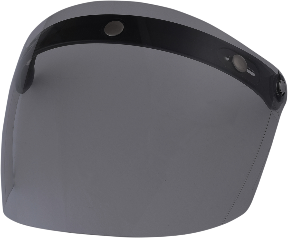 Bill's Exhausts AFX 3-Snap Flip Shield in flat smoke, motorcycle helmet accessory, transparent visor with snap attachment.