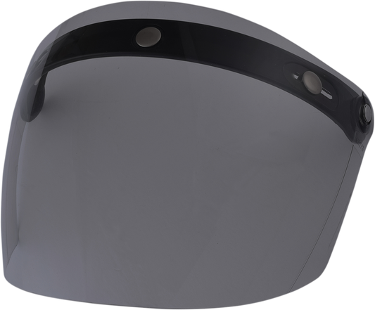 Bill's Exhausts AFX 3-Snap Flip Shield in flat smoke, motorcycle helmet accessory, transparent visor with snap attachment.