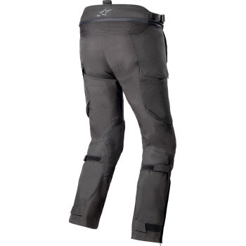 Black Alpinestars Bogota Pro Drystar® pants, motorcycle riding pants with protective features, shown on a rider.