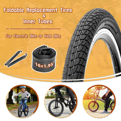 Hycline Endoin bicycle tires in 16x1.95 and 20x2.125 sizes, featuring durable rubber tread and black sidewalls.