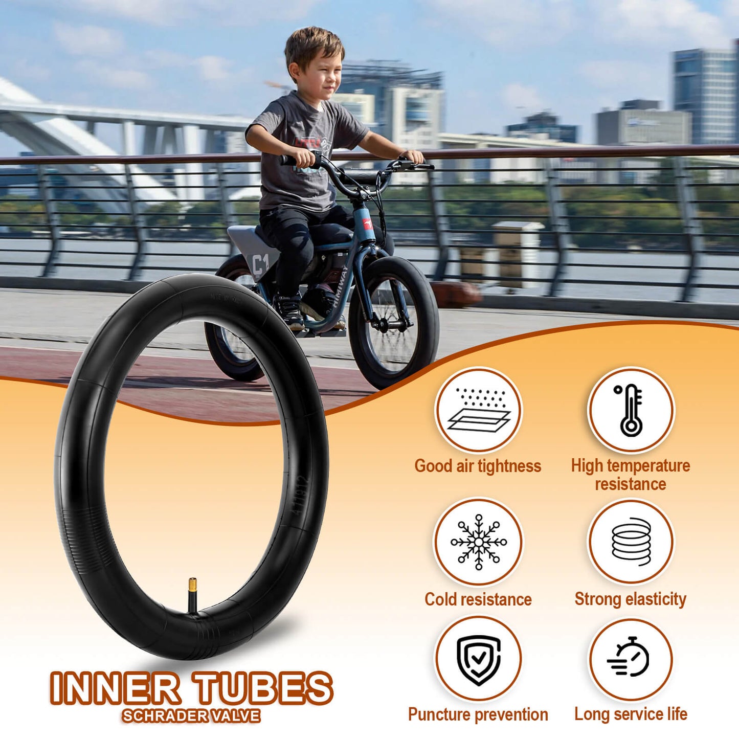 Hycline Endoin bicycle tires, 16x1.95 and 20x2.125, durable rubber tires with tread pattern for mountain and city bikes.