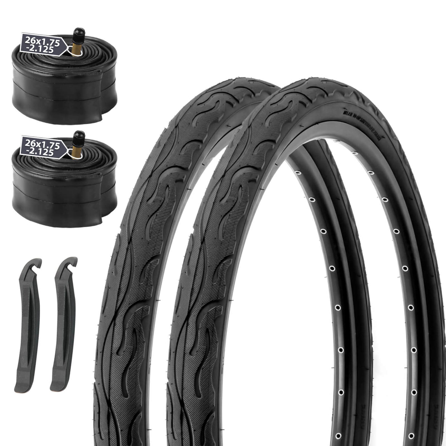 Hycline Racewan 26-inch by 2.125-inch bicycle tire with tread pattern, suitable for road or mountain bikes.