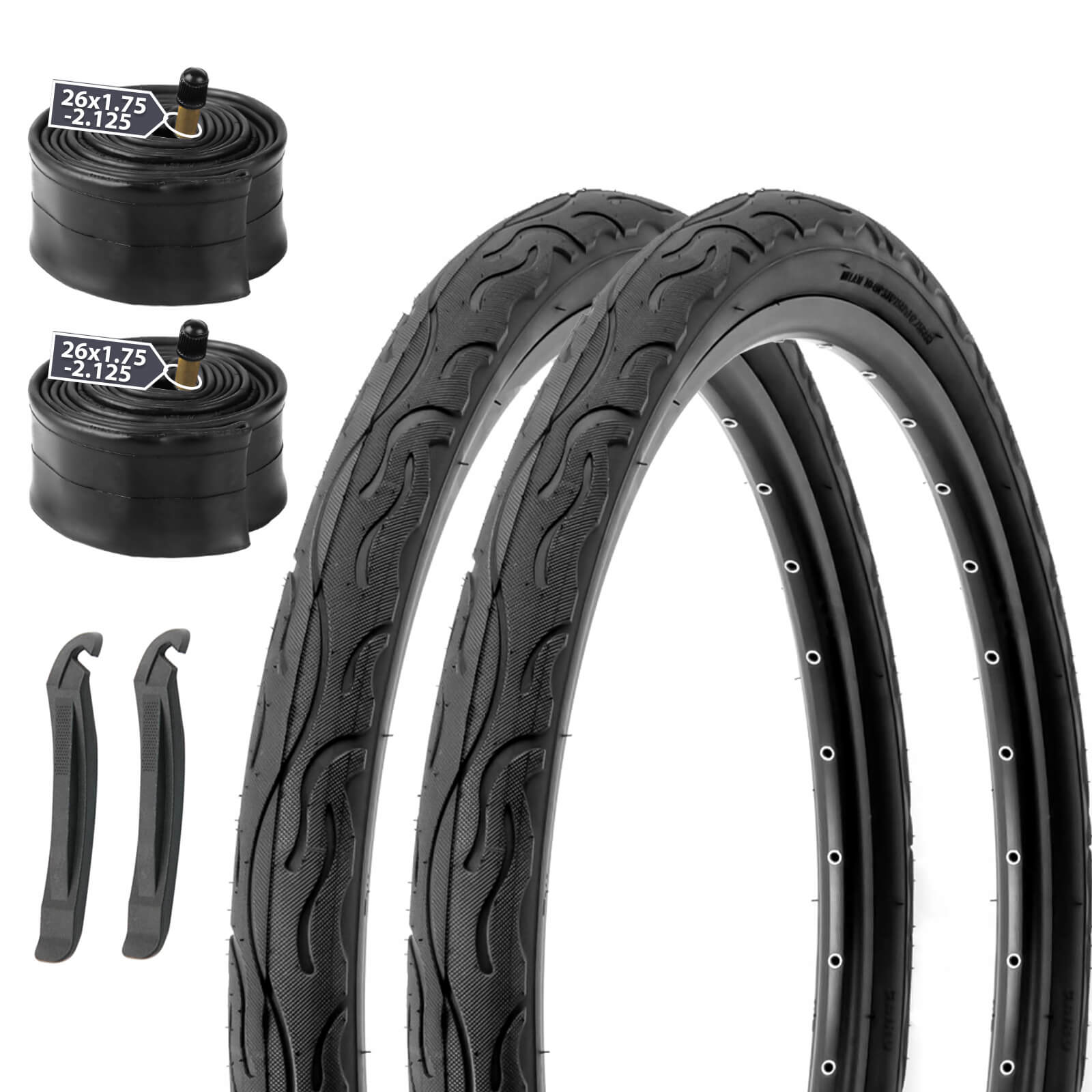 Hycline Racewan 26-inch by 2.125-inch bicycle tire with tread pattern, suitable for road or mountain bikes.