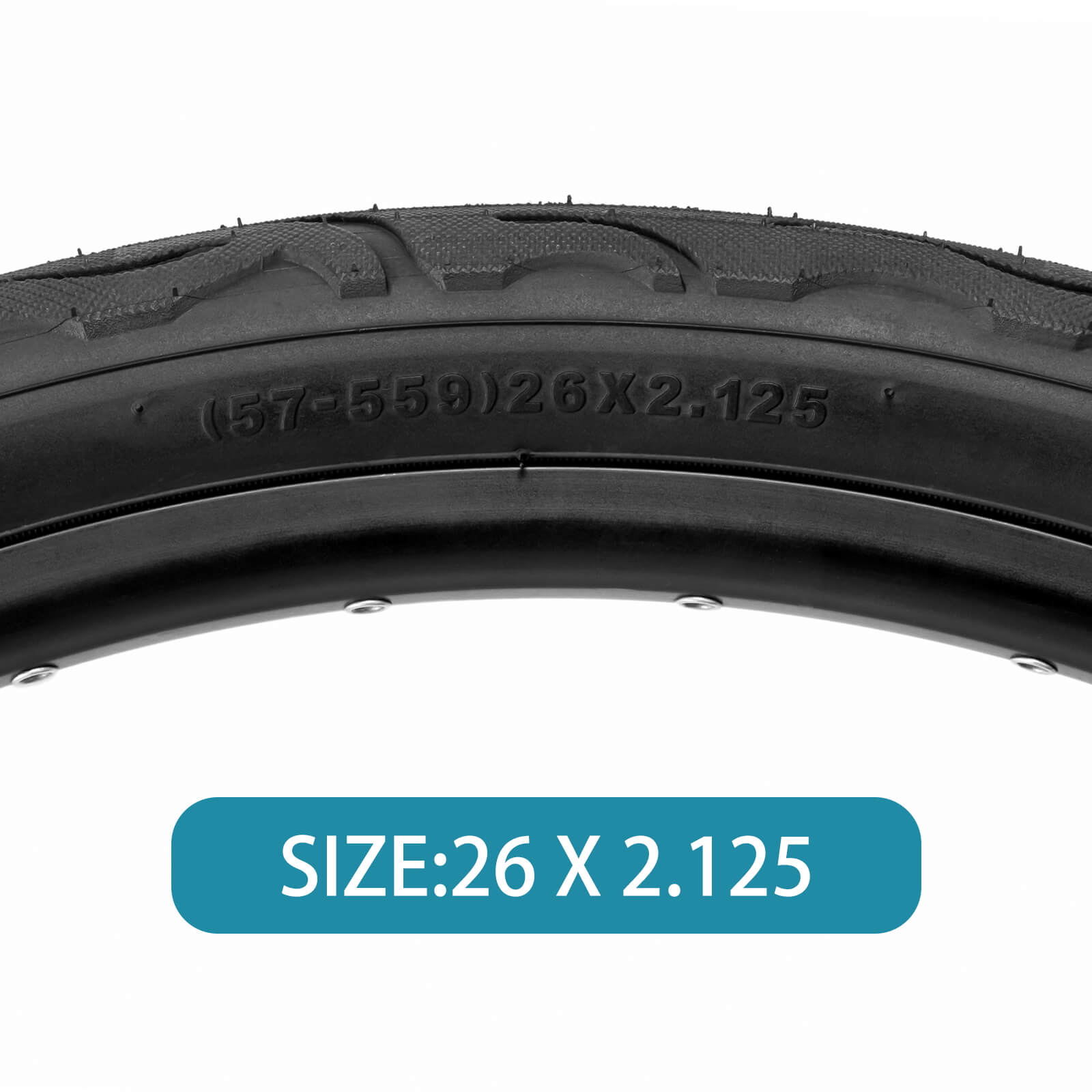 Hycline Racewan 26-inch by 2.125-inch bicycle tire showing tread pattern and sidewall details.