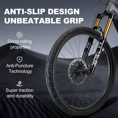 Hycline Racewan 26-inch by 2.125-inch bicycle tire with tread pattern suitable for mountain or hybrid bikes.