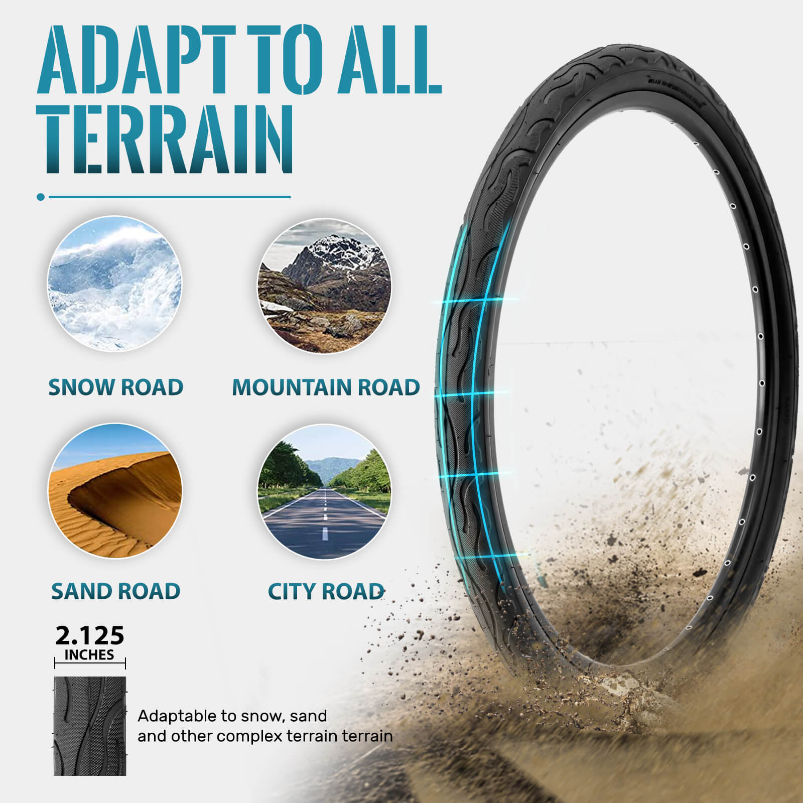 Hycline Racewan 26-inch by 2.125-inch bicycle tire with tread pattern, suitable for mountain or hybrid bikes.