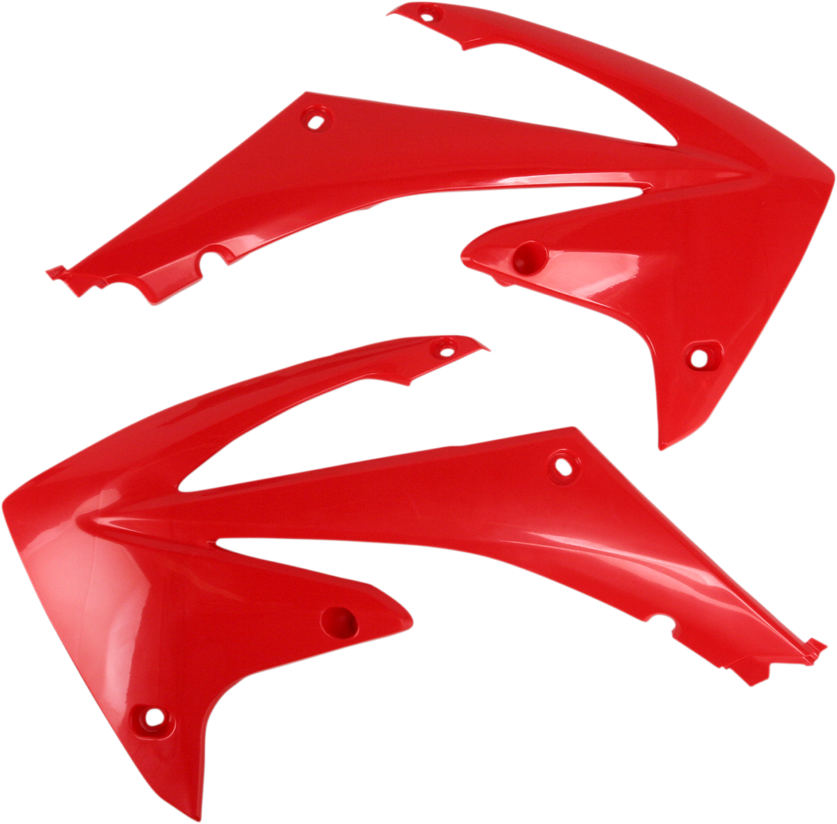 Red Acerbis radiator shrouds for motorcycle body protection, designed for durability and style.