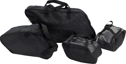 Bill's Exhausts Saddlebag Liner Cube 3501-0758 for SADDLEMEN motorcycle saddles, showing the padded, fabric-lined interior.