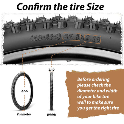 Hycline mountain bike tire in 26/27.5/29-inch sizes, 2.1-inch width, outdoor riding tread pattern, durable rubber construction.