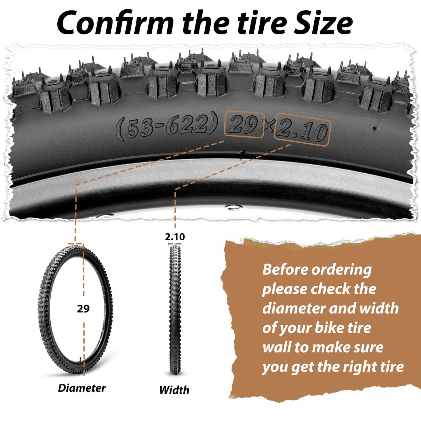 Hycline mountain bike tire in 26/27.5/29 inches, 2.1-inch width, rugged tread for off-road cycling.
