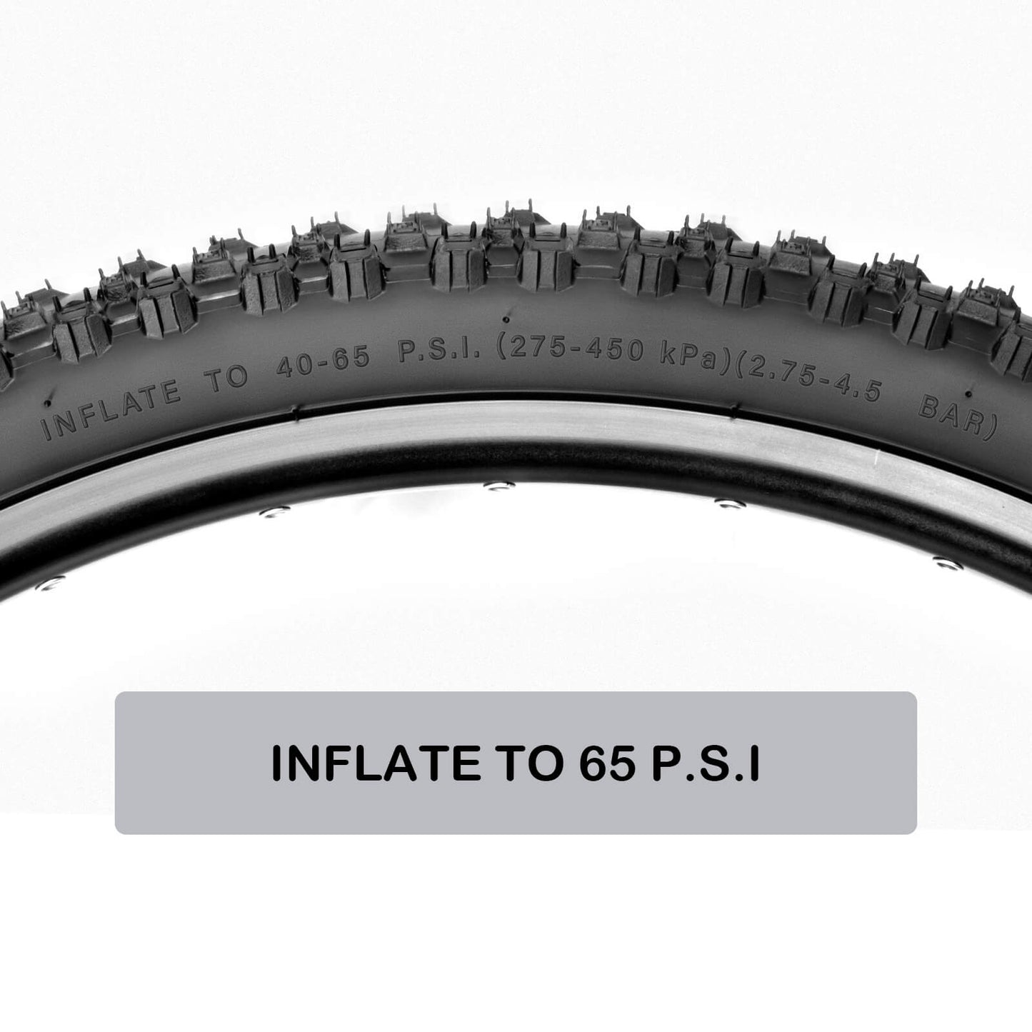 Hycline mountain bike tire in 26, 27.5, or 29 inch sizes with 2.1-inch width, suitable for rugged off-road cycling.