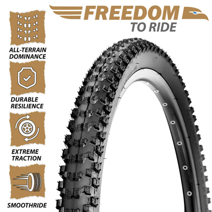 Hycline mountain bike tire, 26/27.5/29-inch × 2.1-inch, rugged tire suitable for off-road cycling on rough terrains.
