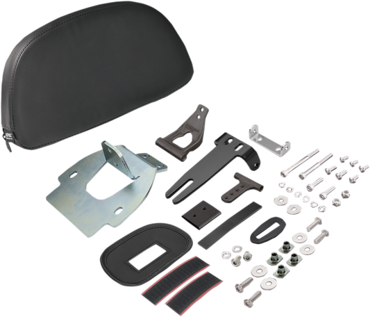 Bill's Exhausts SHOW CHROME Detachable Smart Mount Backrest for GL1800 motorcycle engine, showcasing chrome finish and mounting hardware.