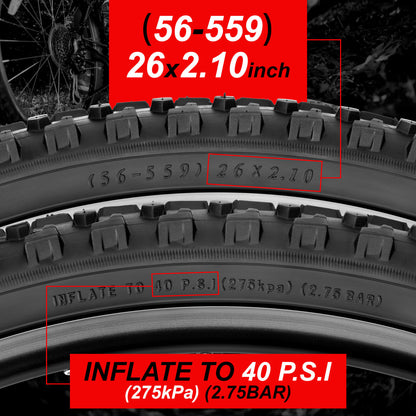 Hycline 26-inch mountain bike tire, Siege Rim model, 2.1-inch width, rugged tread for off-road cycling, durable rubber construction