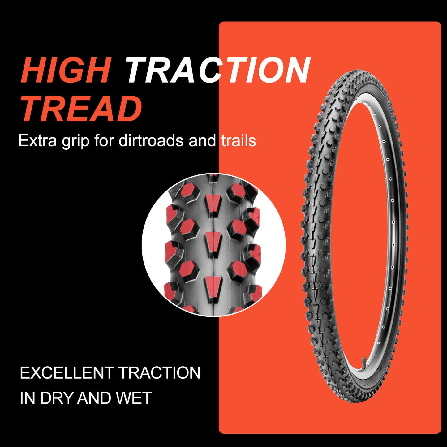 Hycline 26-inch mountain bike tire, Siege Rim 2.1-inch width, rugged tread pattern for off-road cycling.