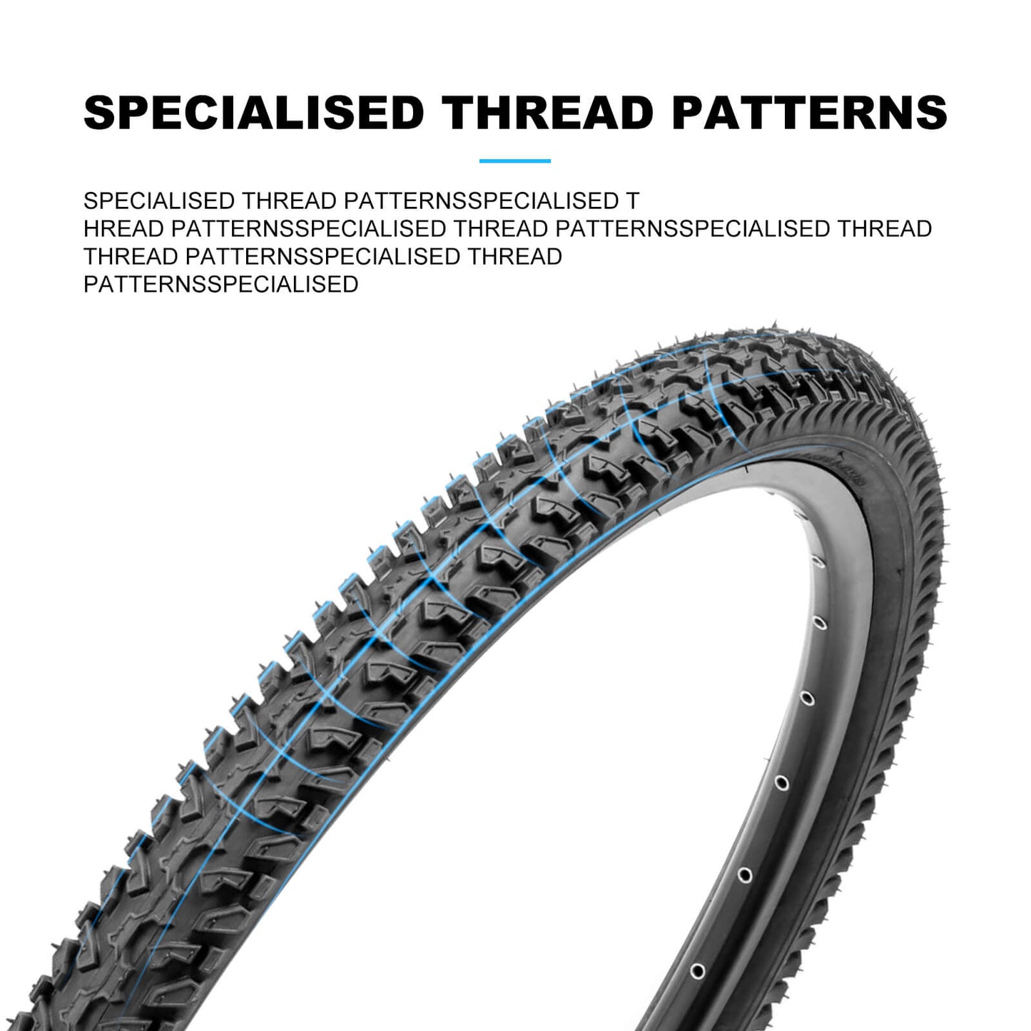 Hycline Ravine Trail 26-inch mountain bike tire with knobby tread for off-road riding and durability.
